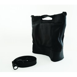 Rectangular black leather bag