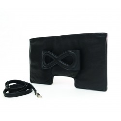 Black leather clutch Iris